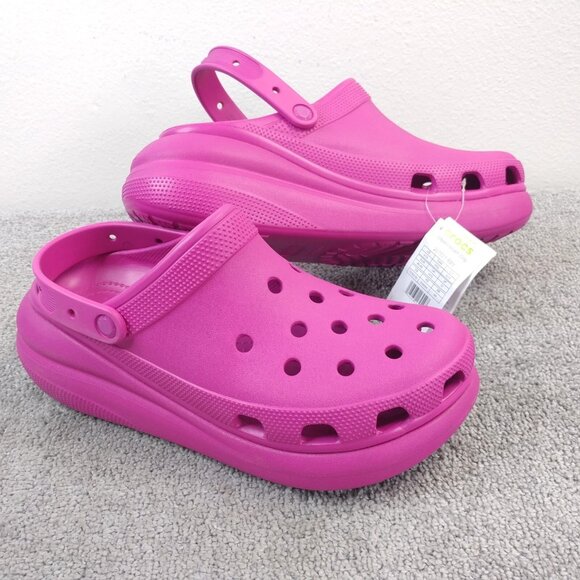 Crocs Classic Crush Clog Unisex Platform Shoes Mens Size 13 Fuchsia Pink Comfort - Picture 1 of 10